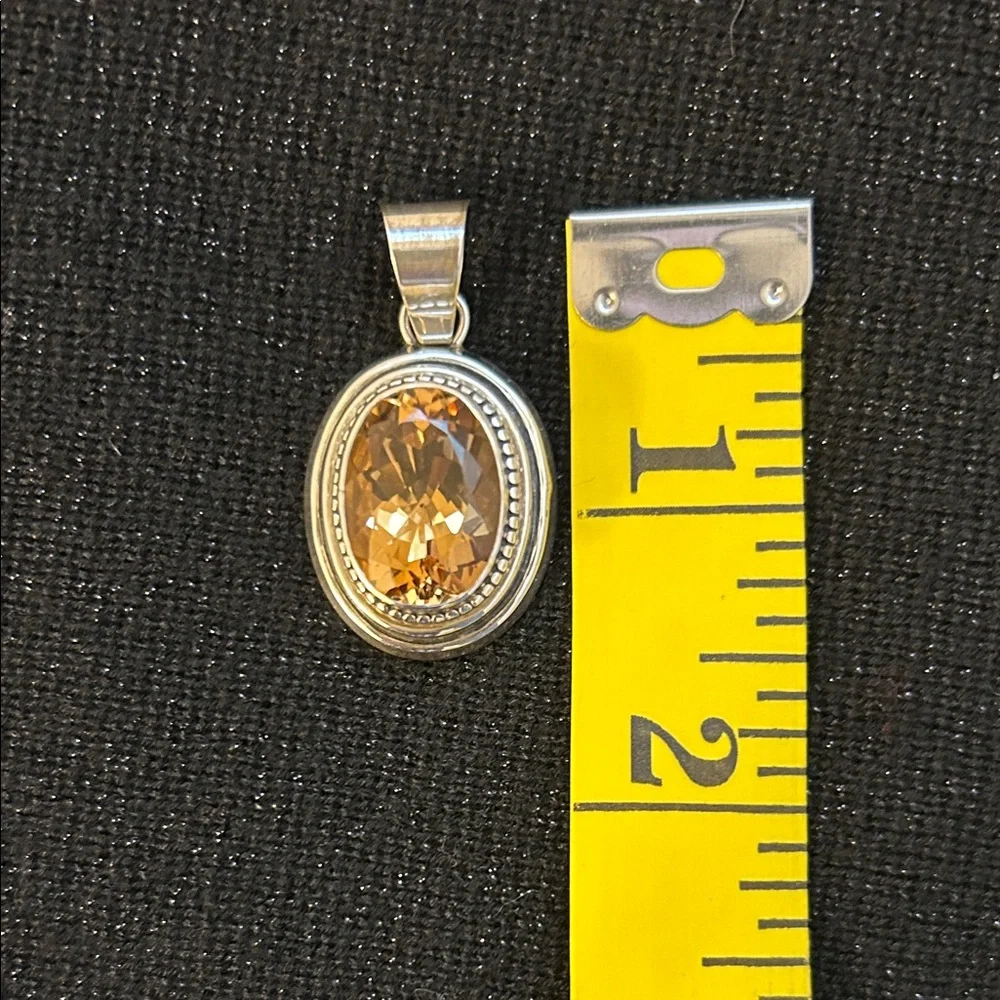 Sterling Silver Pendant with Pale Orange Stone - Picture 2 of 6